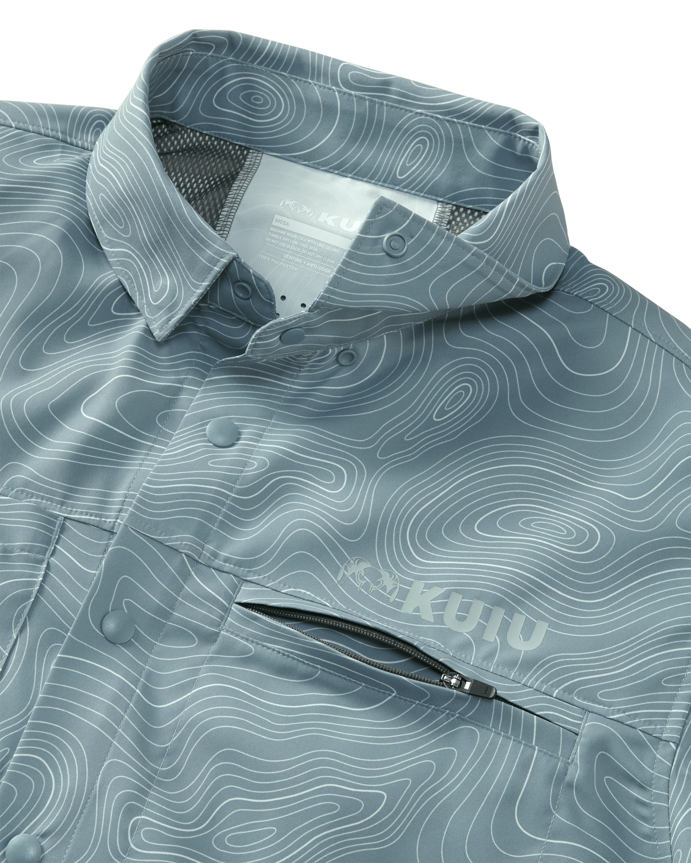 Mesa Vented SS Snap Shirt Topo | Glacier Topo Print - Image 3